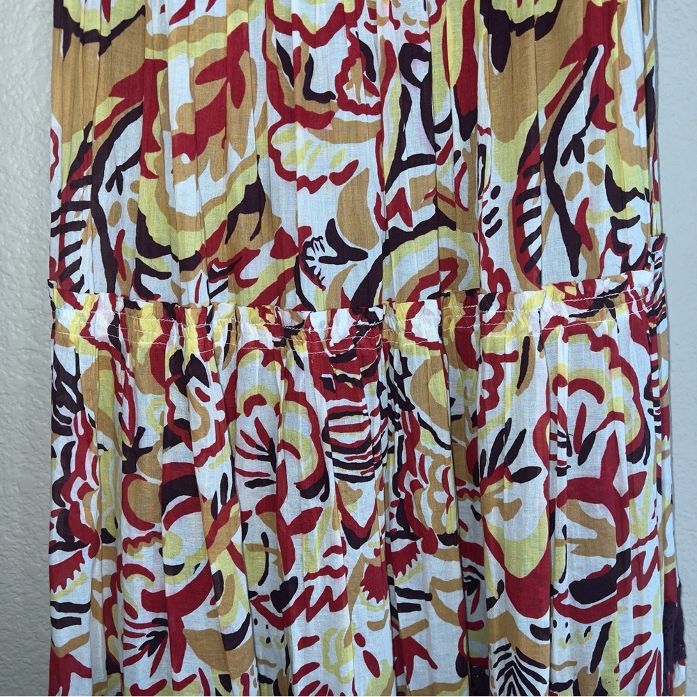 BCBGMaxAzria Burgundy Floral Print Lace Trim Maxi Dress Sz 6 - Picture 7 of 14